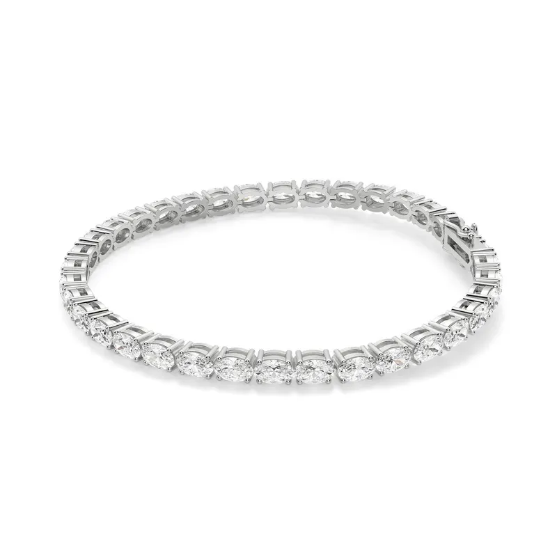 4 Prong Owalna Tenisowa Bransoletka s Laboratoryjnym Diamentem 10,00 krt z białego złota pr. 14K (585)