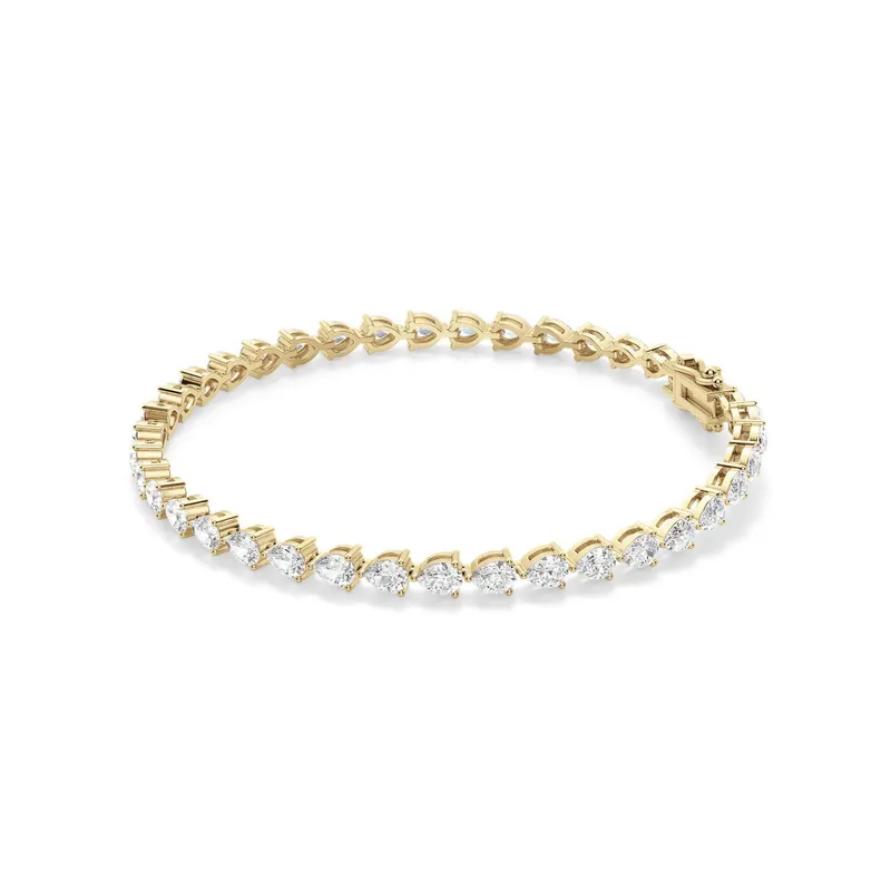 3 Prong Gruszka Tenisowa Bransoletka s Laboratoryjnym Diamentem 8.00 krt z żółtego złota pr. 14K (585)
