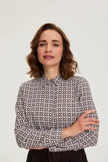 Koszula damska w geometryczny print biała