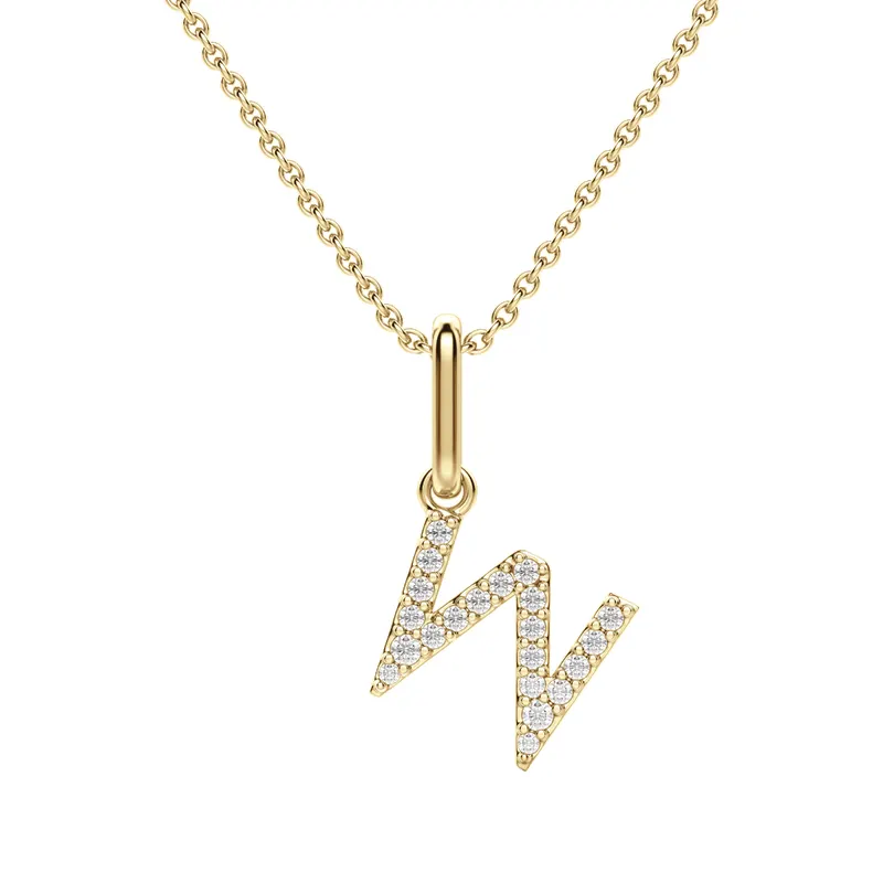 Wisiorek Litera "W" Laboratoryjny Diament 585 Żółte Złoto (14K)