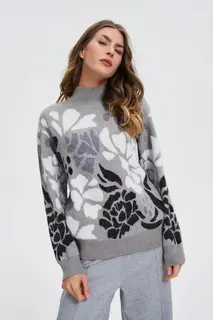 Sweter z golfem szary