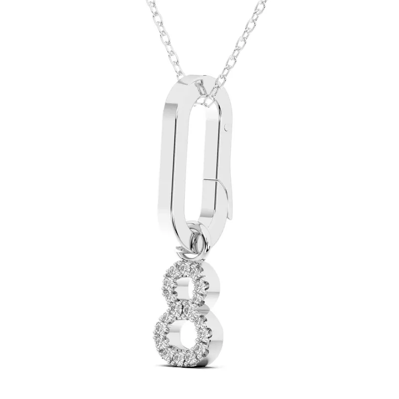 Wisiorek Numer "8" Laboratoryjny Diament 585 Białe Złoto (14K)