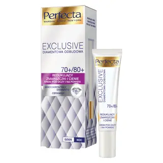Perfecta Exclusive Diamentowa Odbudowa krem pod oczy i na powieki redukujący zmarszczki i cienie z ceramidami, kofeiną i pyłem diamentowym 15 ml