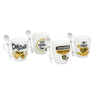 Kubek porcelanowy z łyżeczką ROSLI 320ml/OD1882