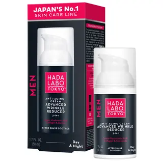 Hada Labo Tokyo Men przeciwzmarszczkowo-nawilżający krem na dzień i noc dla mężczyzn z 4 formami kwasu hialuronowego, kolagenem i retinolem 50 ml