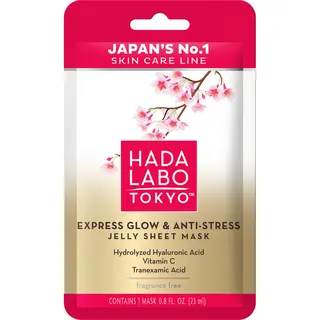 Hada Labo Tokyo Premium maska do twarzy Express Glow & Anti-Stress z kwasem hialuronowym, witaminą C i kwasem traneksamowym 20 ml