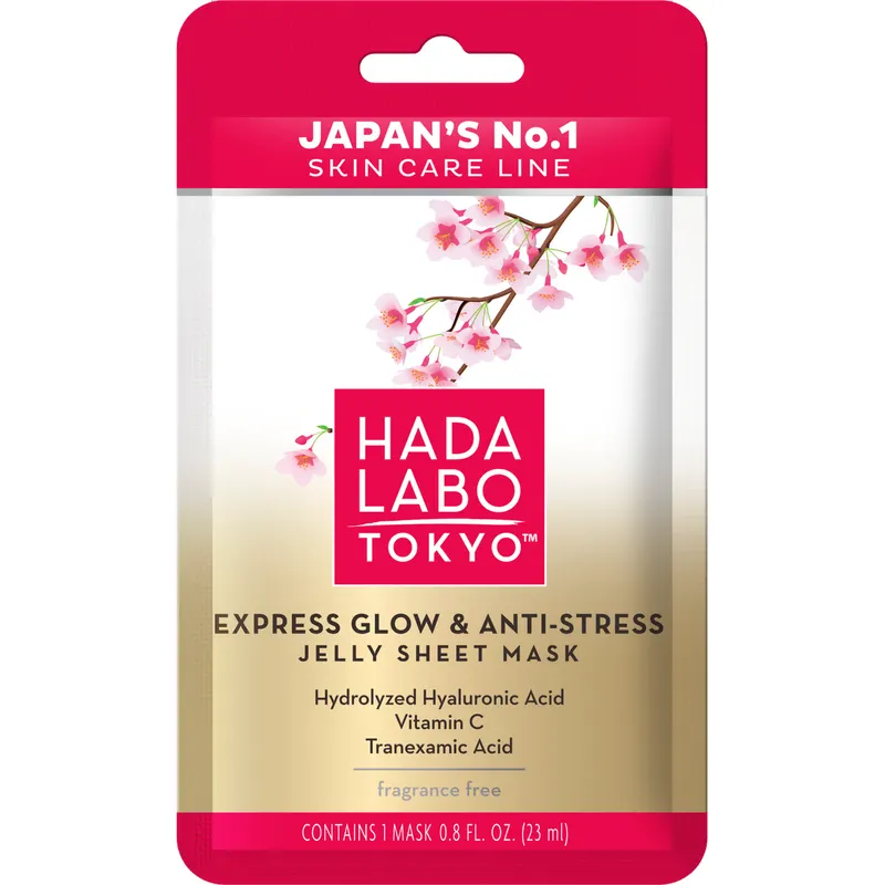 Hada Labo Tokyo Premium maska do twarzy Express Glow & Anti-Stress z kwasem hialuronowym, witaminą C i kwasem traneksamowym 20 ml
