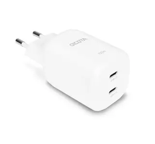 DICOTA Ładowarka GaN 100W 2xUSB-C + kabel USB-C 1.5m biała