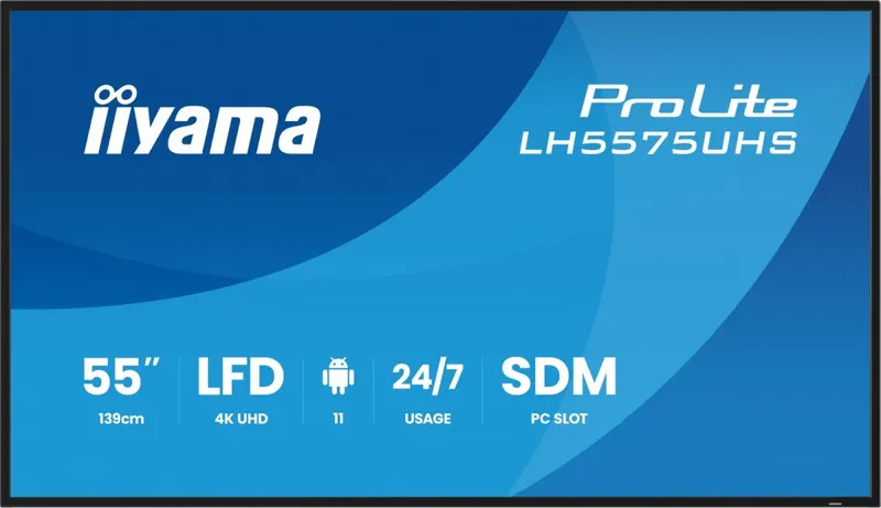 IIYAMA Monitor 55 cali LH5575UHS-B2AG,24/7,IPS,ANDROID.11,4K, WiFi, iiSignage2, FailOver, EShare, 24/7, full daisy chain