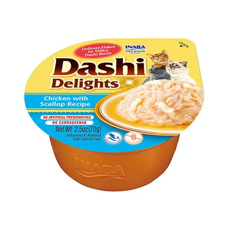 INABA Dashi Delights Kurczak i przegrzebki w bulionie - przysmak dla kota - 70g