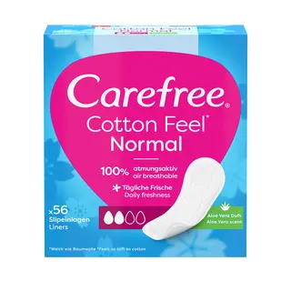 Carefree Cotton Feel Normal Wkładki Higieniczne Aloe 56 Sztuk