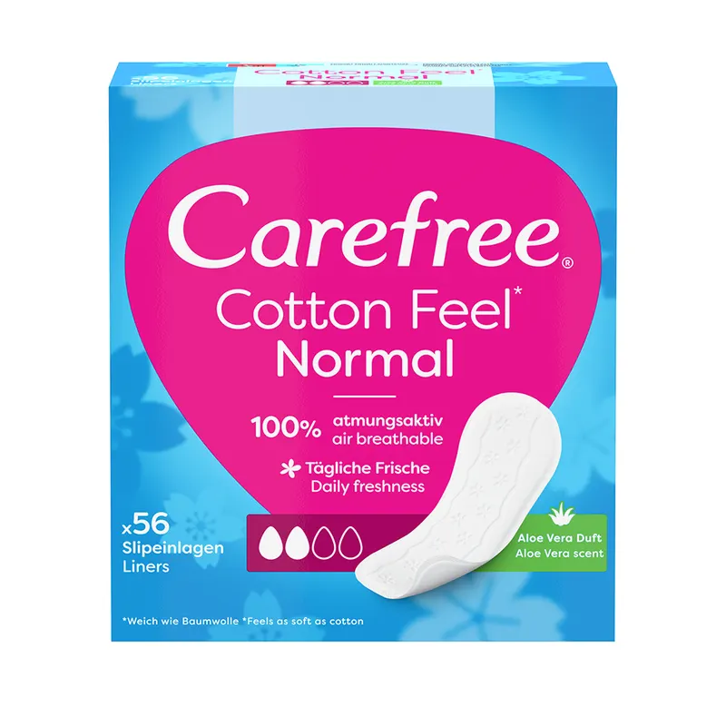 Carefree Cotton Feel Normal Wkładki Higieniczne Aloe 56 Sztuk