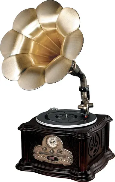 Gramofon Retro z tubą winyl CD radio FM/AM USB sterowany pilotem