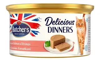 BUTCHER'S Delicious Dinners mus z łososiem i krewetkami - mokra karma dla kota - 85g