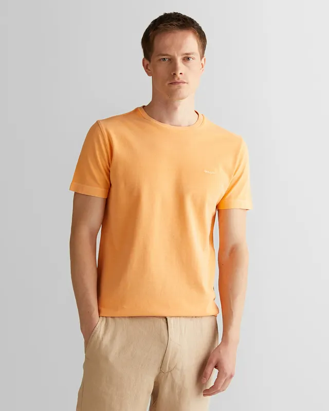 Gant T-Shirt Męski Z Okrągłym Kołnierzykiem Slim Fit Pomarańczowy