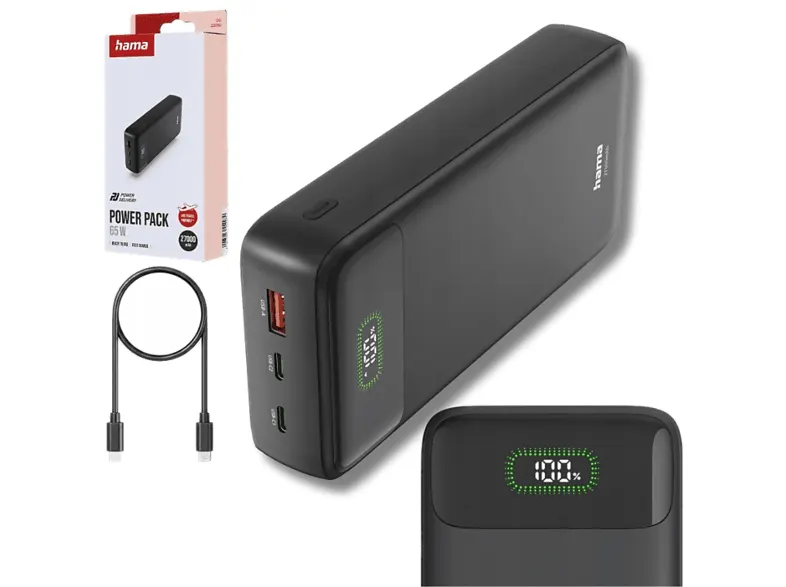 Powerbank HAMA PD27 65W 27000mAh 2x USB-C 1x USB-A 201781 Szary