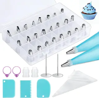 Silikonowe woreczki cukiernicze 46 szt. ze stalowymi dyszami