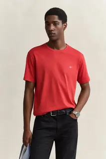 Gant T-Shirt Shield Męski Regular Fit Pomarańczowy