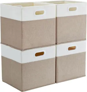 Pudełka do przechowywania 25x25x25 cm jasny khaki kremowe 4 sztuki