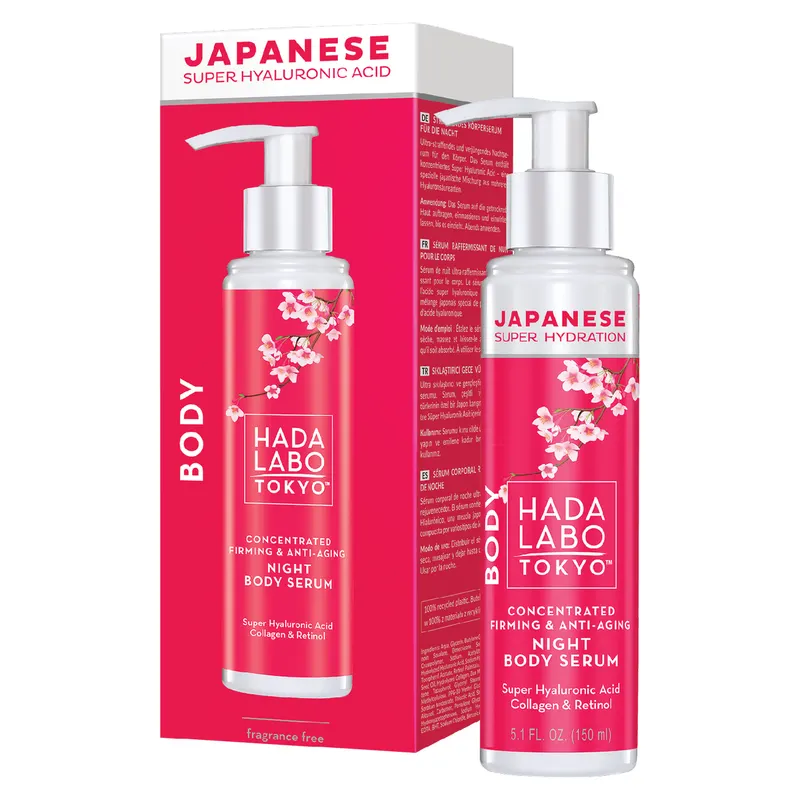 Hada Labo Tokyo Body serum do ciała na noc z Super Hyaluronic Acid™, pochodną retinolu, kolagenem, skwalanem i witaminą E 150 ml