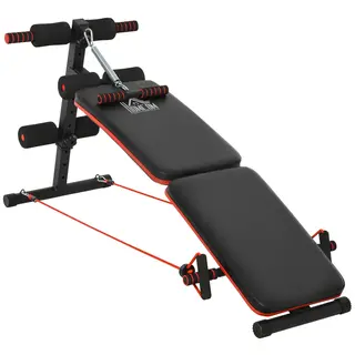 ChoyClit Ławka brzuszkowa z gumami oporowymi, regulowana i składana, obciążenie do 120 kg, kompaktowa, prezent do domowego treningu