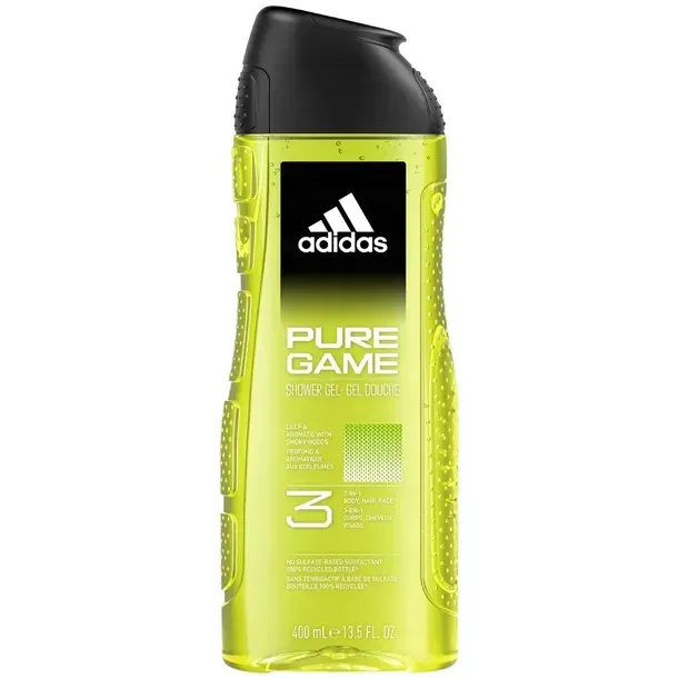 Adidas Pure Game Męski Żel Pod Prysznic 3w1 Do Ciała Włosów Twarzy 400ml