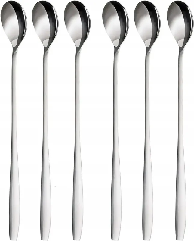 ZESTAW 6 ŁYŻEK DO LATTE MACCHIATO 22CM STAL NIERDZEWNA