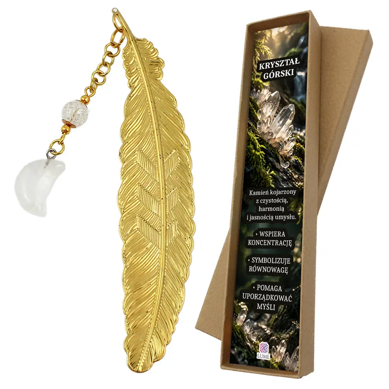 Zakładka kryształ górski kamień amulet z intencją pudełko