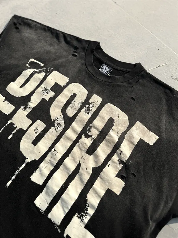 Summer Short Sleeve Tshirt Saint Punk art limited edition BOX TEE Hand Worn Vest T-Shirts Men Women High Quality T Shirt Washed