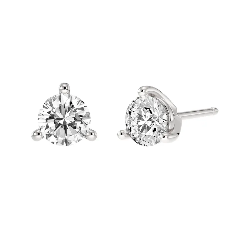 Klasyczne Kolczyki Sztyfty z Naturalnym Okrągłym Diamentem 0.50 Karata 925 Srebro