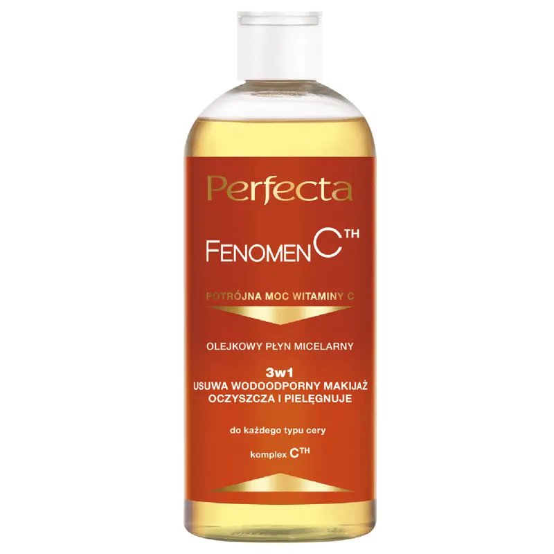 Perfecta Fenomen CTH olejkowy płyn micelarny do demakijażu 3w1 z 3 formami witaminy C i D-pantenolem 400 ml