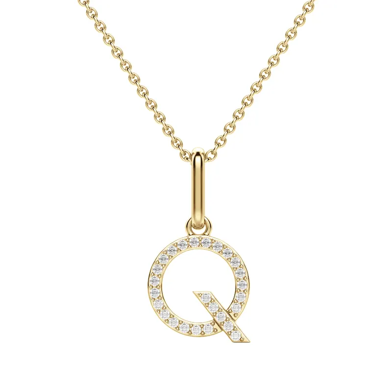 Wisiorek Litera "Q" Laboratoryjny Diament 585 Żółte Złoto (14K)