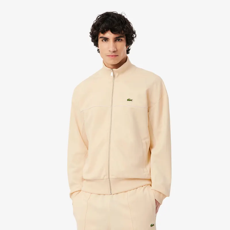 Lacoste Bluza Rozpinana Z Ozdobnymi Lamówkami Męskie Beżowy