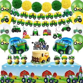 DEKORACJI ZESTAW 55 URODZINOWYCH TRAKTOR MOTYW PAPIER BALONY OBRUS WIEJSKI
