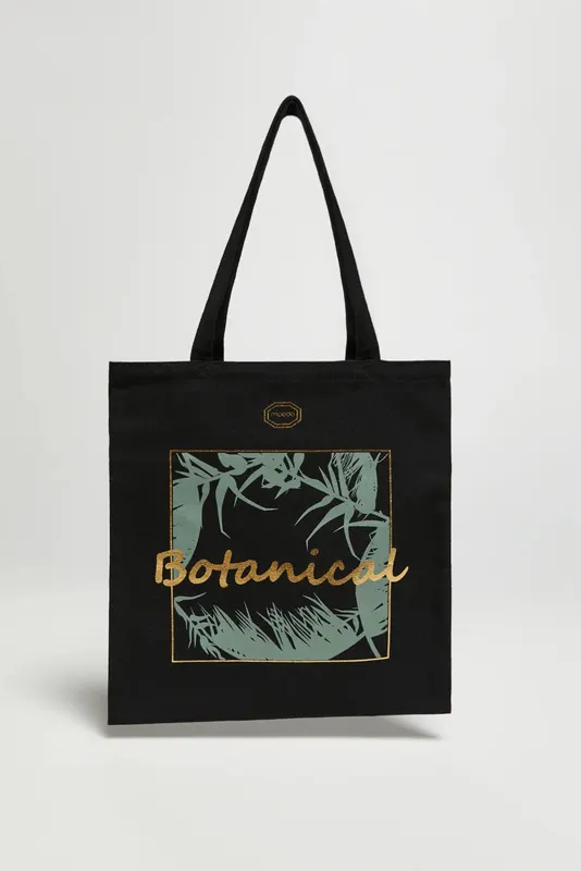 Torba shopper z napisem czarna