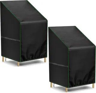 Pokrowce na krzesła ogrodowe 2 szt. czarne 64x64x70/120 cm wodoszczelne