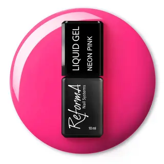 Żel w pędzelku, do szybkiego uzupełniania, różowy, neonowy, jaskrawy, kolorowy żel w butelce Liquid Gel - Neon Pink, 10 ml