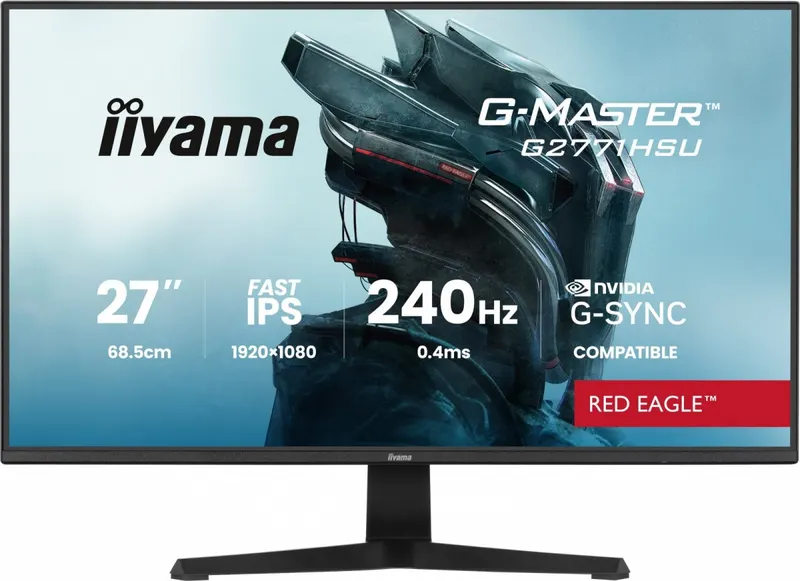 IIYAMA Monitor 27 cali G2771HSU-B1 0.4ms,Fast IPS,1xUSB 3.2, 1xUSB C, 240Hz, DP, 2xHDMI, Adaptive G-SYNC - 1920 x 1080 @48-240Hz DisplayPort On