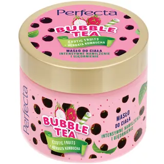 Perfecta Bubble Tea masło do ciała Exotic Fruits z kombuchą, wyciągiem z jagód goji, masłem shea i witaminowymi kuleczkami 300 ml