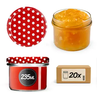 Słoiki na przetwory Tartu 235ml 20szt fi 82 mm + wieczka "Groszek czerwony"