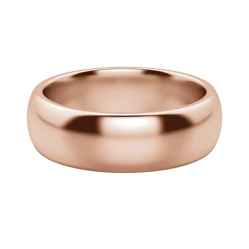 Klasyczna Męska Obrączka Ślubna Comfort 6 MM 585 Różowe Złoto (14K)