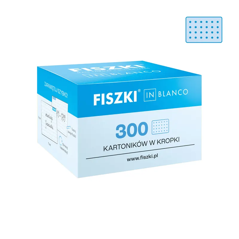 FISZKI in blanco - błękitne kartoniki w kropki - 300 szt.