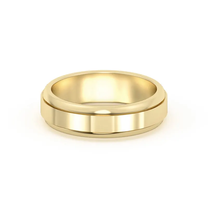 Raised Edge Channel Wysoka Polska Obrączka Ślubna 585 Żółte Złoto (14K) 5 MM
