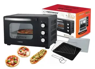 MINI PIEKARNIK ELEKTRYCZNY 20L 1280W PRZENOŚNY TIMER RUSZT TACKA NA PIZZE