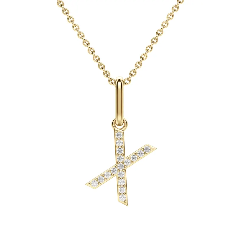 Wisiorek Litera "X" Laboratoryjny Diament 585 Żółte Złoto (14K)