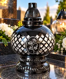 ZNICZ KULA METALIK CZARNA – ELEGANCKI LAMPION 28 CM – NOWOŚĆ 2026