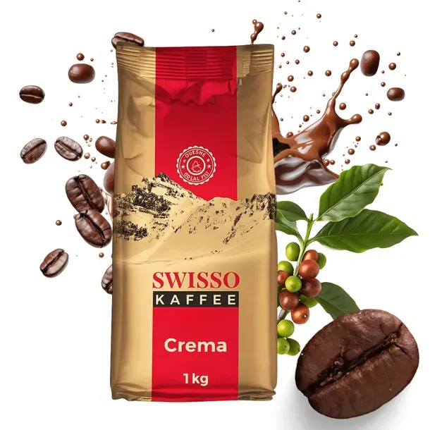 Kawa ziarnista świeżo palona kremowa Swisso Kaffee Crema 1kg