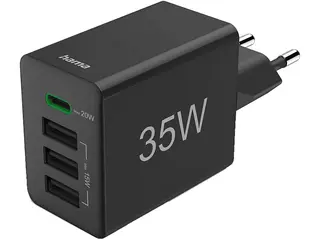 Ładowarka sieciowa HAMA Power Delivery USB-C USB-A 35W Czarny