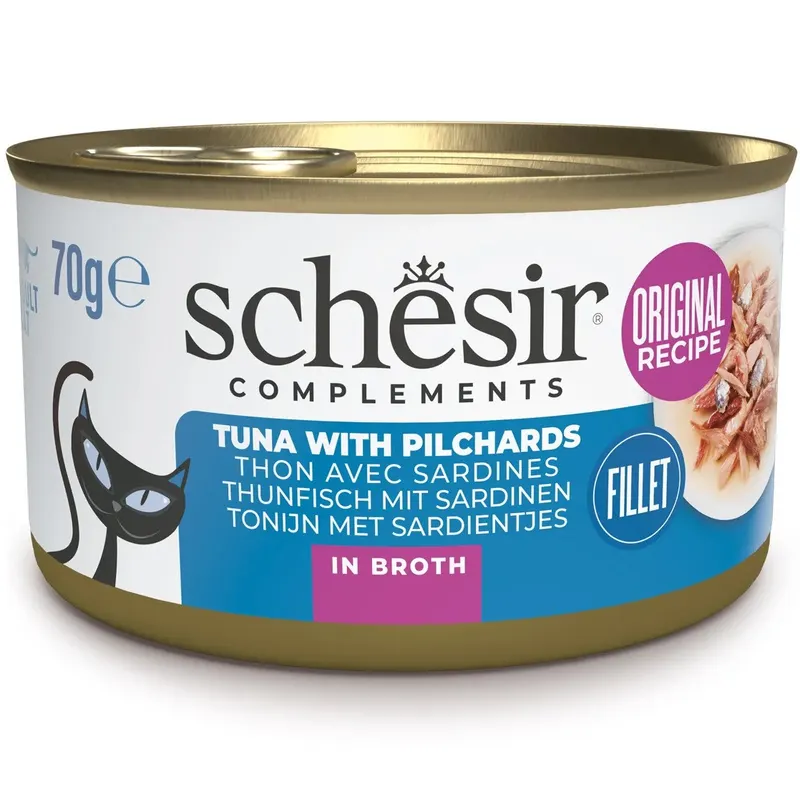 SCHESIR in cooking broth Tuńczyk z sardynkami - mokra karma dla kota - 70g