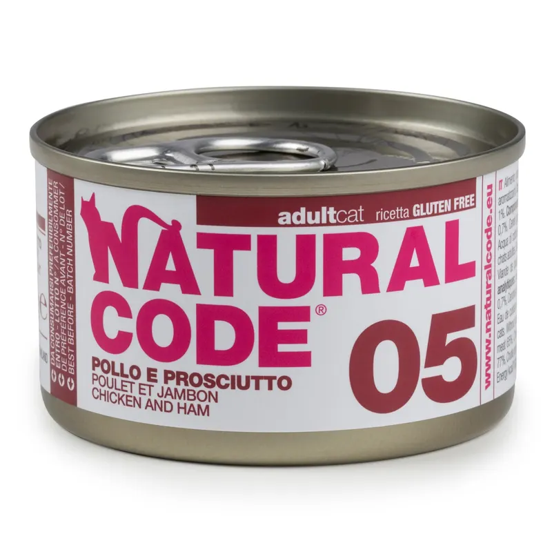 Korzystny pakiet Natural Code Cooking Water Can, 12 x 85 g - Kurczak i szynka